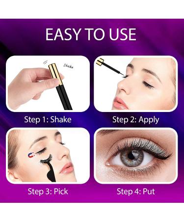 EARLLER Magnetic Eyelashes & Eyeliner Kit - 7 Pairs Natural Look False Lashes, Reusable 3D & 5D Set - No Glue, Easy Application - Buy Online on SooperMarket.com