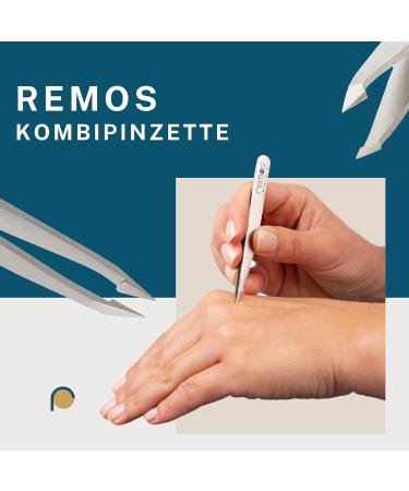 REMOS 3-Piece Tweezers Set - Eyebrow Splinter & Combination Tweezers in Satin Finish | Perfect for Precision Grooming - International Shipping Available - Buy Online on SooperMarket.com