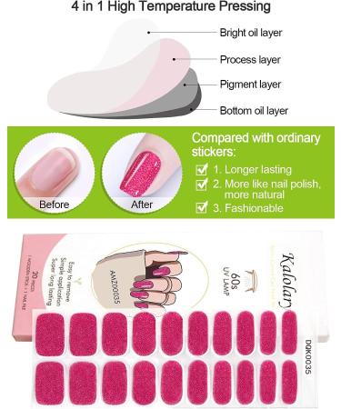 Kalolary 20PCS Nail Gel Strips - Glitter Pink Self-Adhesive Wraps - UV/LED Lamp Required - Buy Online on SooperMarket.com