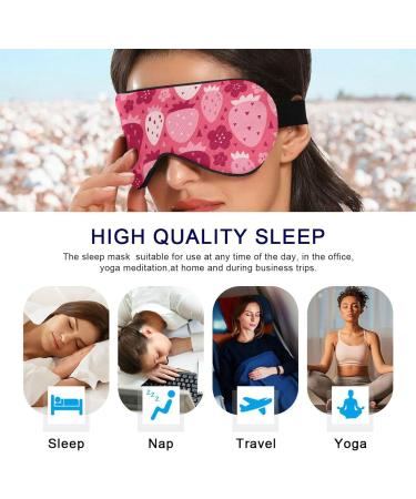 Haskirky Light Blocking Eye Mask | Breathable & Adjustable for Men and Women | Perfect for Travel, Yoga, and Deep Sleep | Pink Strawberry - Buy Online on SooperMarket.com