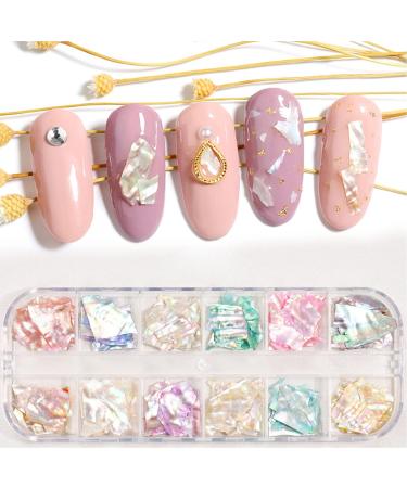 12 Colors 3D Irregular Nail Art Abalone Slices Colorful Nail Art For Shell UV Gel Nail Sequ Nail Art Shell Slices CT30 - Buy Online on SooperMarket.com
