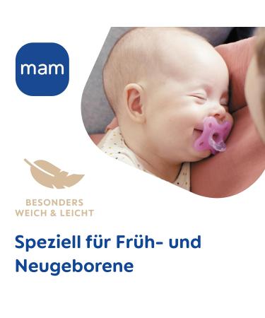 MAM Comfort Pacifiers Set of 2 | Premature & Newborn Friendly | 100% Silicone Soft Skin | 0-3 Months | Pink | International Shipping Available - Buy Online on SooperMarket.com