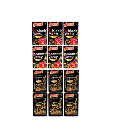 Amoy Stir Fry Sauces Terriyaki Satay Chow Mein Black Bean Bundle of 12 x 120g