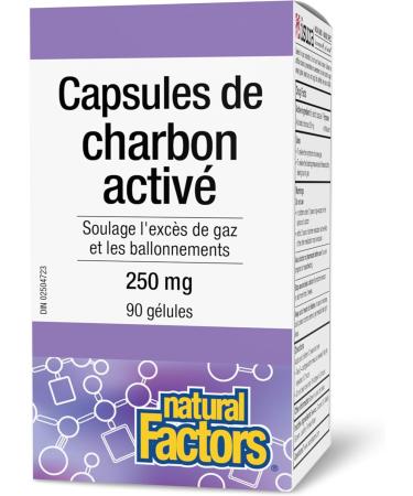 Natural Factors Activated Charcoal Capsules 250mg 90 softgels Used for Digestive Support Detox Bloating and Gas - Buy Online on SooperMarket.com