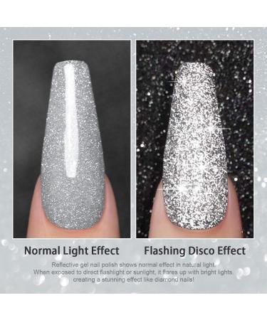 RARJSM Reflective Glitter Silver Gel Polish - 15ml - Soak Off UV/LED Curing for DIY Manicure - Buy Online on SooperMarket.com