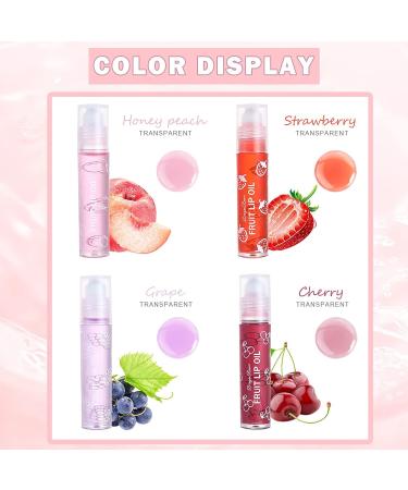 AWCCXMYM 4Pcs Roll On Lip Oil Plumping Hydrating Lip Gloss Set - Moisturizing Lip Care Kit for Natural Shiny Lips - Buy Online on SooperMarket.com