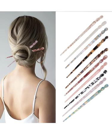 10 Pieces Leopard Print Acetate Hair Sticks - Vintage Styling for Women - Tortoise Shell Hairpins - Long Hair Accessories with Flannelette Bag - Buy Online on SooperMarket.com