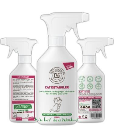 C&G Pets | Cat Detangler Spray 250ml | Vegan Detangling Spray For Cats And Kittens | Natural Deodorising Daily Grooming Dematting Conditioner | Ph Perfect For Sensitive Cat Skin White