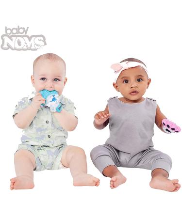 BabyNoms Teething Mitten - Dino Blue | Safe Silicone Teething Toy for Self-Soothing Relief - Buy Online on SooperMarket.com