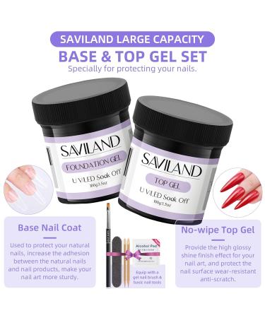 SAVILAND 100G Base & Top Gel Set - No-Wipe Glossy Nail Polish for Home Salon | UV LED Long-Lasting Coating - Buy Online on SooperMarket.com