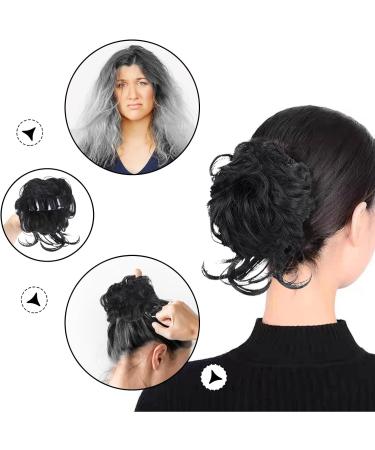 Long beard ball head wig bun grab clip Fluffy natural scrunchie bridal cocktail hairpin Messy Hair Bun Extensions Curly Wavy Hair Scrunchies Ponytail Hair Extensions (Natural Black) - Buy Online on SooperMarket.com