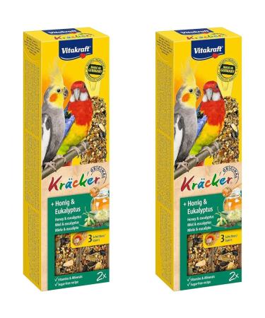 Vitastras Kr cker with honey and eucalyptus nibble rods for large -scale birds (1x 2 pieces) (pack with 2) 2 pieces (2 -pack) eucalyptus