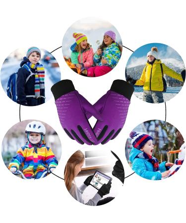 Amrta Kids Winter Gloves - Waterproof Thermal Mittens for Boys and Girls - Anti-Slip - Touchscreen - Purple Large - Buy Online on SooperMarket.com