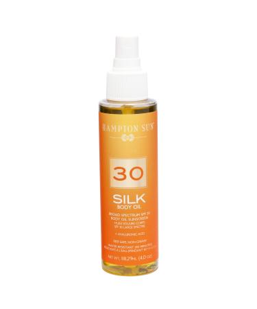 Hampton Sun Hampton Sun SPF 30 Silk Body Oil  4.0 oz. - Hyaluronic Acid Infused Dry Oil  Firms + Hydrates Skin  Promotes Elasticity + Suppleness  Luxury Sun Tanning Oil