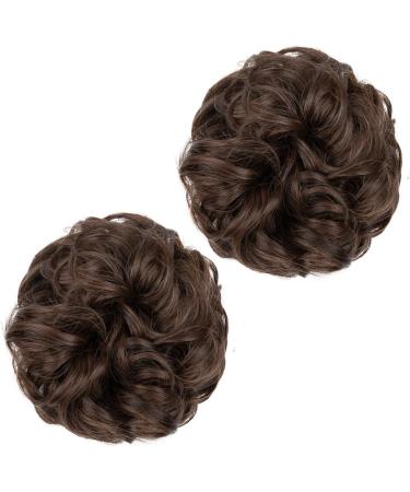 PORSMEER Messy Hair Buns Extensions- Curly Wavy Updo Scrunchies for Women, Medium Brown - Buy Online on SooperMarket.com