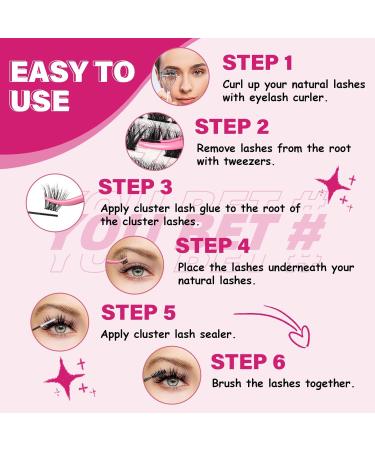 PRO Cluster Lashes 120 Pcs Lash Clusters 3D Fluffy DIY Eyelash Extension Individual Lashes Thin Band Easy to Apply at home Lashes (Ecstatic 10-16mix) 10-16 mix Ecstatic - Buy Online on SooperMarket.com