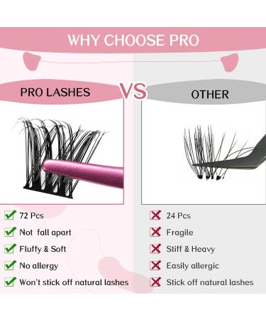 Cluster Lashes 72 Pcs Lash Clusters DIY Eyelash Extension Individual Cluster Eyelashes Tender Style Self-Application Fluffy Super Thin Band Reusable Soft & Comfortable(Tender-D-8-16mix) 8-16 mix Tender - Buy Online on SooperMarket.com