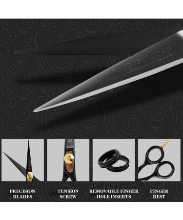 5.5 Ontaki Premium Hand Forged Japanese Steel Scissors for Hair Beard & Mustache - Bartscher Black Trim Tool - Buy Online on SooperMarket.com