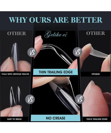 Gelike Ec Quadrat Full Cover Nageltips - Soft Gel Fake Nails 550 Pieces Clear Medium Pre-Buff PMMA Resin for DIY Nail Art & Salon Use 12 Sizes - Buy Online on SooperMarket.com