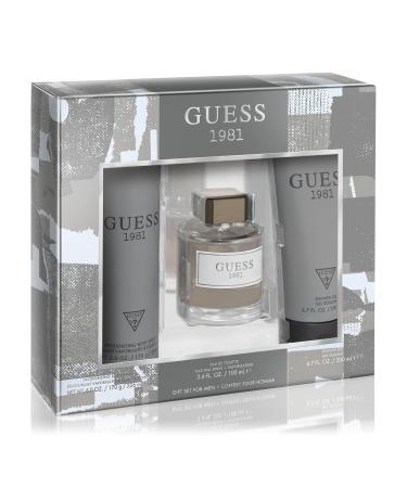 GUESS 1981 Men/Homme Eau de Toilette 3 Piece Gift Set - Cologne Spray 3.4 Fl. Oz. Deodorizing Body Spray 6.0 Oz. & Shower Gel 6.7 Fl. Oz.