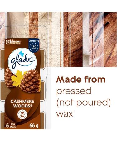 Glade Wax Melts Air Freshener and Odor Eliminator Scented Essential Oils for Home and Bathroom Cashmere Woods 6 Count Cashmere Woods 66 g (Pack of 1) - Buy Online on SooperMarket.com