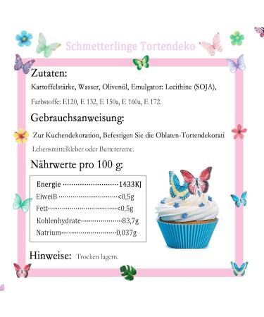 Shop 40 Edible Butterflies for Cake Decoration | Tortendeco Edible Tart Decorations - Buy Online on SooperMarket.com