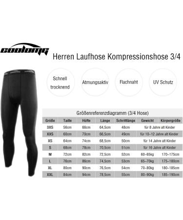Coolomg Compression Pants for Men Youth & Children | 3/4 Fitness Trousers | Fast Drying Functional Running Wear | Sizes XXXS to XXL | Black - Buy Online on SooperMarket.com