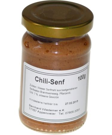 Wiedemer-spicy-sharp chillienf from fresh preparation with selected natural vegan ingredients-1 glass of 100g gourmet mustard for grilled sauce dips sandwiches cheese and much more.