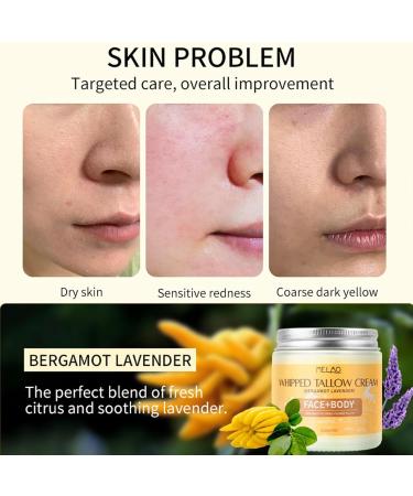 Premium Beef Tallow Balm for Skin Repair | Grass Fed Moisturizer - 4 oz Bergamot Lavender - Buy Online on SooperMarket.com