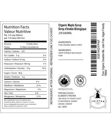 Pure Organic Canadian Maple Syrup (2 X 500ml Bottles.) All-Natural Grade-A Amber Rich Taste | Delicious Sweetness | No Preservatives Gluten Free Vegan Friendly - Buy Online on SooperMarket.com