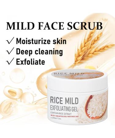 Rice Exfoliator Gel Mild Rice Face Scrub Large Capacity Body Scrub Improve Back Acne Soft Skin&Remove Dead Skin Deep Cleansing Hydrating Scrub Gel Body Exfoliator For Face&Hand Foot & Back 200ml - Buy Online on SooperMarket.com