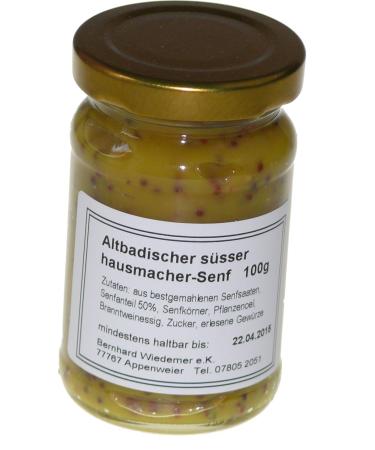 Wiedemer - Sweet Altbadischer Hausmacher mustard made of fresh preparation with selected natural ingredients - 1 glass of 100g gourmet mustard for white sausage liver cheese salad dressing and much more.