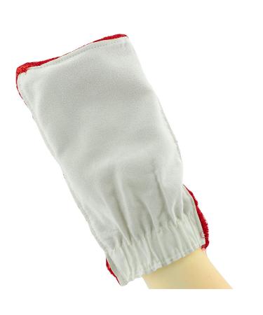 Exfoliating Loofah Glove Scrubber Mitten | Double Sided Bath Sponge Mitten & Soap Bag for Foaming | Red - Buy Online on SooperMarket.com