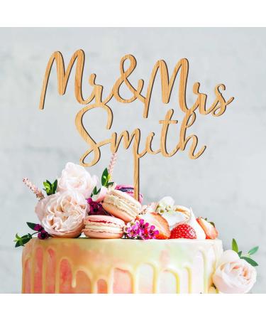 Wedding Cake Toppers Engagement Gifts Mr & Mrs Cake Topper Personalised Gifts for Couple Party Decorations Wooden Cake Topper Custom Gifts 2 Designs with Any Name(Design1) - Buy Online on SooperMarket.com