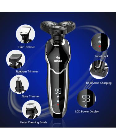BestMal 5 in 1 Wet/Dry Electric Shaver for Men - Rechargeable Waterproof Razor with Nose Trimmer Sideburns Trimmer & Face Cleaning Brush - Buy Online on SooperMarket.com