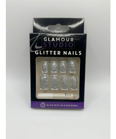 glitter false nails (Sliver)