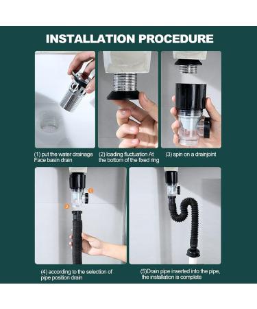 Washbasin Drainer Versatile Sink Plug With Filter Practical Washbasin Drainer Simple Installation For Home Washbasin Drainer Flexible Sink Drain Hose - Buy Online on SooperMarket.com