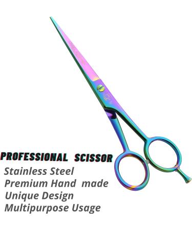 Glamified Glam Rainbow 6" Hairdressing Scissor for Professional Hairdressers Barbers Stainless Steel Hair Cutting Shears - for Salon Barbers Men Women Children and Adults - Buy Online on SooperMarket.com