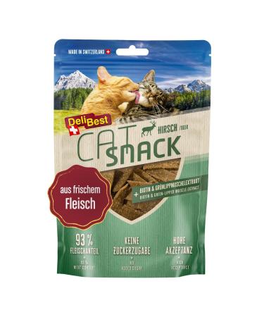 Delibest Cat Snack from 100% Swiss deer meat I cats treats cereals I semi -damp treats light digestible i cats snack for furlant I allergy suffered i 45g
