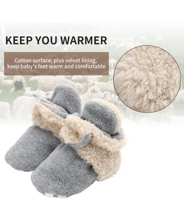 TMEOG Baby Booties Slippers | Infant Boots for First Walking | Winter Sock Crib Shoes | Boys Girls 0-18 Months | Light Grey White Furry - Buy Online on SooperMarket.com
