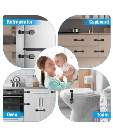 Echocube 8-Piece Child Cabinet Locks - Adjustable Baby Drawer Locks with 3M Glue - No Drilling Safety Locks for Cupboards & Refrigerators - Black FB046 - Buy Online on SooperMarket.com