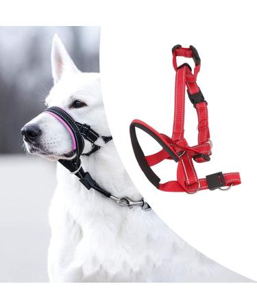 Dog Handlebar Halter with Seat Belt - XL Red Pet Harness Prevents Pulling on Outdoor Walks - Buy Online on SooperMarket.com