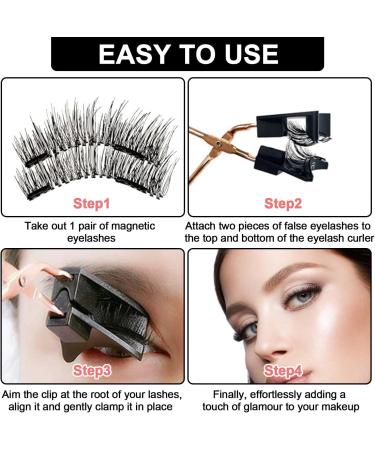 Movstriker Magnetic Eyelashes without Eyeliner Reusable 4 Pairs False Eyelashes Magnetic No Glue Natural Look 3D Effect Magnetic Lashes with Applicator Waterproof and Easy to Wear(Black) - Buy Online on SooperMarket.com