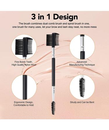 2pcs 3 Head Eyebrow & Eyelash Shaper with Double Head Brush | Includes 3 Different Spoolie Brushes for Makeup Grooming | EC-01 - Buy Online on SooperMarket.com