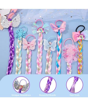 Set Of 8 Colorful Braid Hair Ties Ponytail Elastic Bands Bow Ties Colorful Synthetic Wigs Hair Accessories For Girls Suitable For Prom Party Cosplay - Buy Online on SooperMarket.com