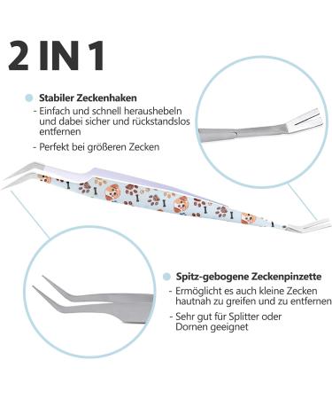 Helperfect Premium 2-in-1 Stainless Steel Tick Pliers for Dogs & Cats - Gentle & Effective Tick Remover with Tweezers & Hooks - Perfect for Pet Owners - Light Blue - Buy Online on SooperMarket.com