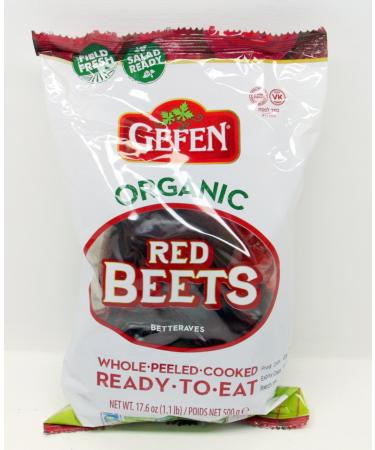 Gefen Organic Red Beets Whole Peeled Cooked Ready To Eat - Beets Made Easy! One 1lb. Package