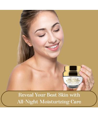 24K Gold & Collagen Night Face Moisturizer - Anti-Aging Lifting & Firming Cream for All Skin Types | Korean Skin Care Reduces Age Spots & Fine Lines Cruelty-Free - Buy Online on SooperMarket.com