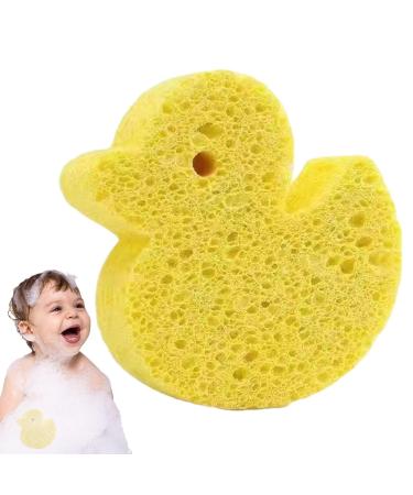 Visiblurry Bath Sponge for Kids | Soft Wood Pulp Sponge Body Wash Scrubber | Shower Sponge Dead Skin Remover Cute Shower Brush Bath Supplies for Toddler Kids Baby Yellow