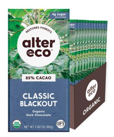 Alter Eco Organic Chocolate Bar Deep Dark Blackout 85% Cocoa 2.82 oz (80 g)